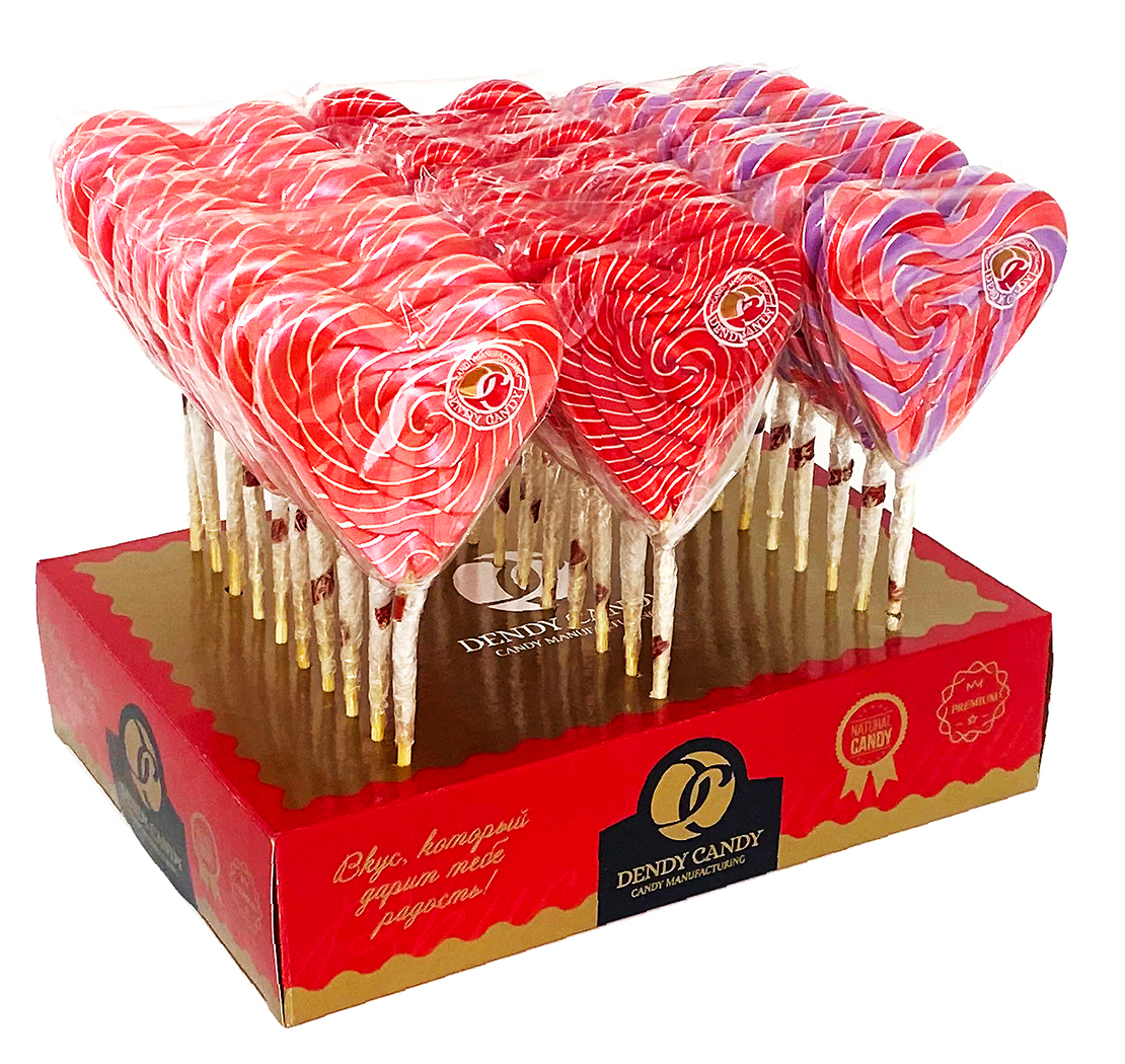 DENDY CANDY TWIST Caramel lollipop HEART Twist 30 gr x 30 pcs